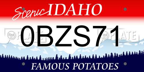 0BZS71 Idaho License Plate