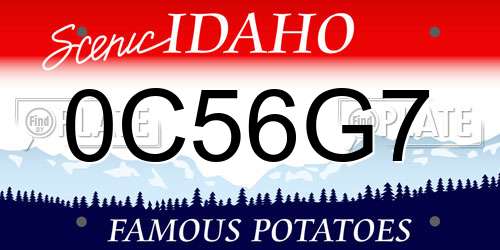 0C56G7 Idaho License Plate