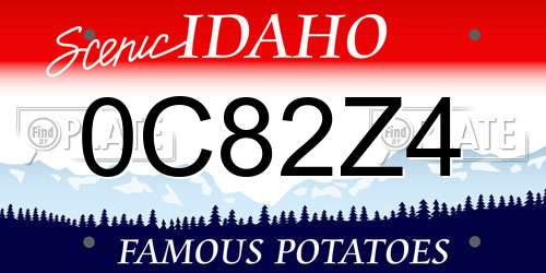 0C82Z4 Idaho License Plate