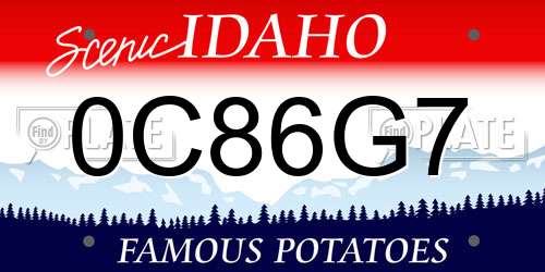 0C86G7 Idaho License Plate