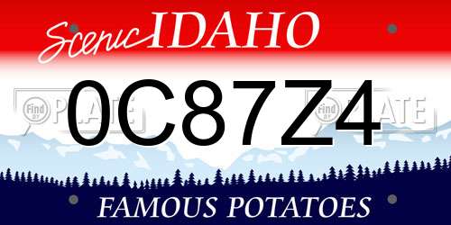 0C87Z4 Idaho License Plate