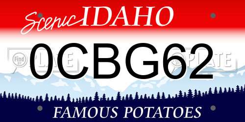 0CBG62 Idaho License Plate
