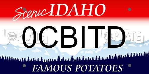 0CBITD Idaho License Plate