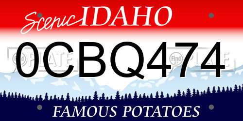 0CBQ474 Idaho License Plate