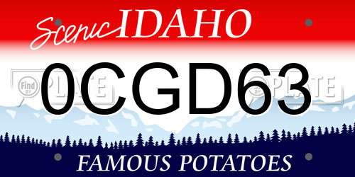 0CGD63 Idaho License Plate