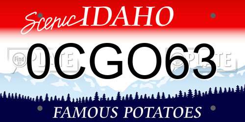 0CGO63 Idaho License Plate