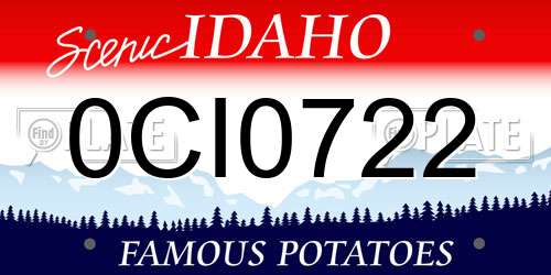 0CI0722 Idaho License Plate
