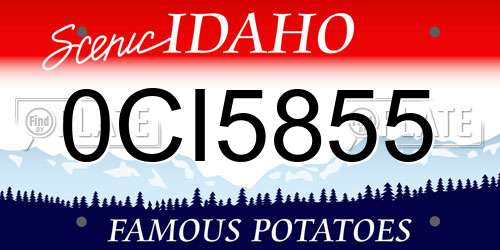 0CI5855 Idaho License Plate