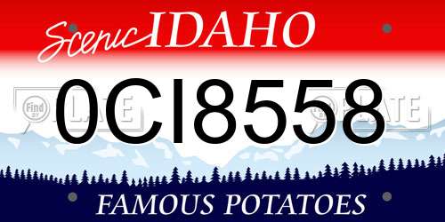 0CI8558 Idaho License Plate
