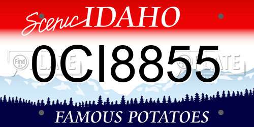 0CI8855 Idaho License Plate