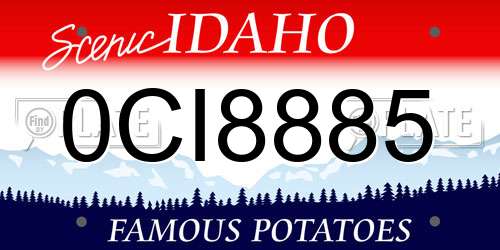 0CI8885 Idaho License Plate