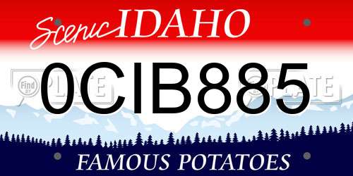 0CIB885 Idaho License Plate