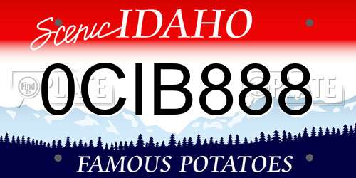 0CIB888 Idaho License Plate