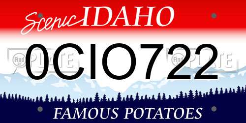 0CIO722 Idaho License Plate