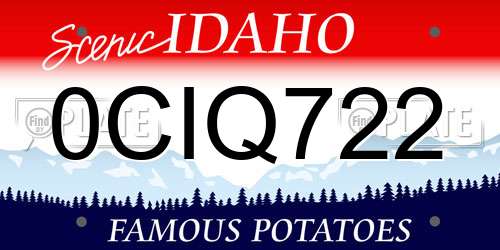 0CIQ722 Idaho License Plate