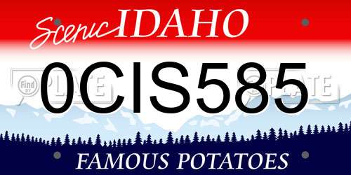 0CIS585 Idaho License Plate