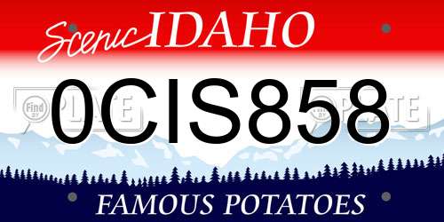 0CIS858 Idaho License Plate