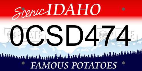 0CSD474 Idaho License Plate