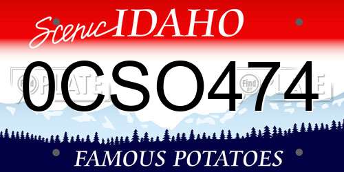 0CSO474 Idaho License Plate