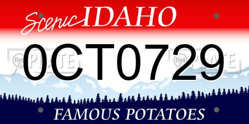 0CT0729 Idaho License Plate