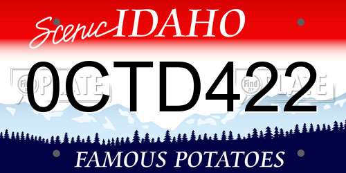 0CTD422 Idaho License Plate