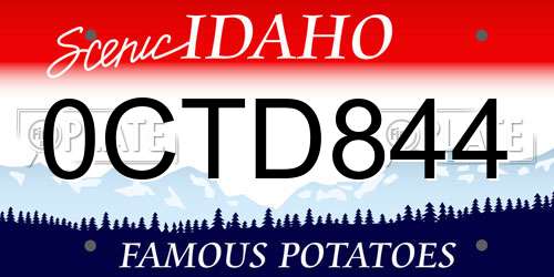0CTD844 Idaho License Plate