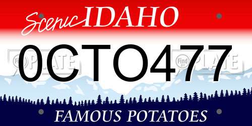 0CTO477 Idaho License Plate