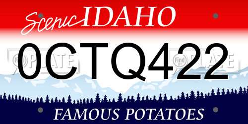 0CTQ422 Idaho License Plate