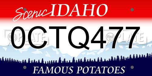 0CTQ477 Idaho License Plate