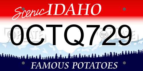0CTQ729 Idaho License Plate