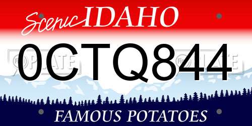 0CTQ844 Idaho License Plate