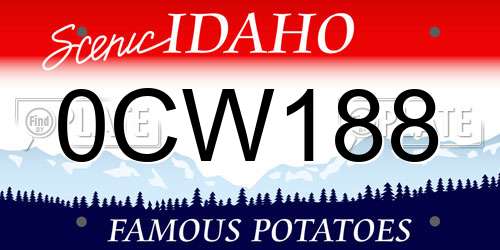 0CW188 Idaho License Plate