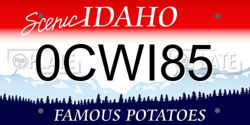 0CWI85 Idaho License Plate