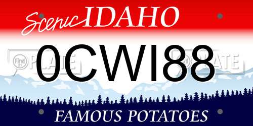 0CWI88 Idaho License Plate