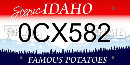 0CX582 Idaho License Plate
