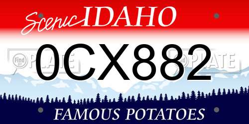 0CX882 Idaho License Plate