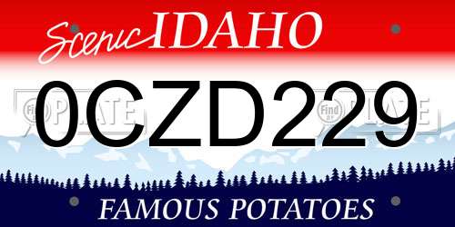 0CZD229 Idaho License Plate
