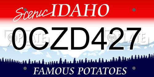 0CZD427 Idaho License Plate