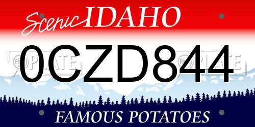 0CZD844 Idaho License Plate