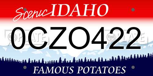 0CZO422 Idaho License Plate