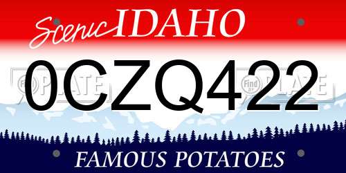 0CZQ422 Idaho License Plate