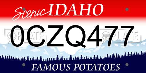 0CZQ477 Idaho License Plate