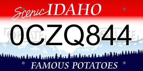 0CZQ844 Idaho License Plate
