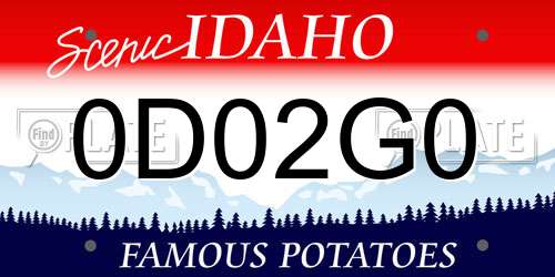 0D02G0 Idaho License Plate
