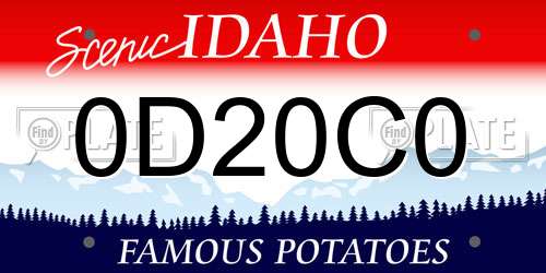 0D20C0 Idaho License Plate