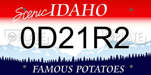 0D21R2 Idaho License Plate