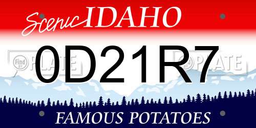 0D21R7 Idaho License Plate
