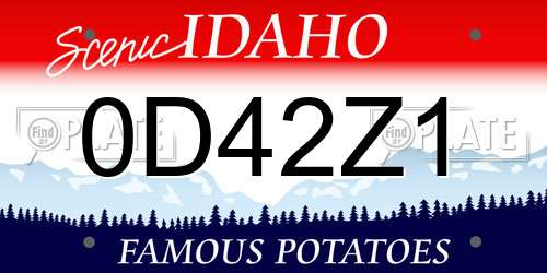 0D42Z1 Idaho License Plate