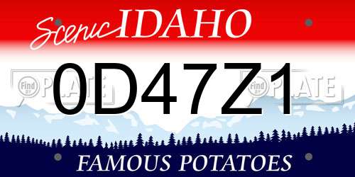 0D47Z1 Idaho License Plate