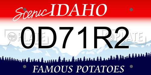 0D71R2 Idaho License Plate